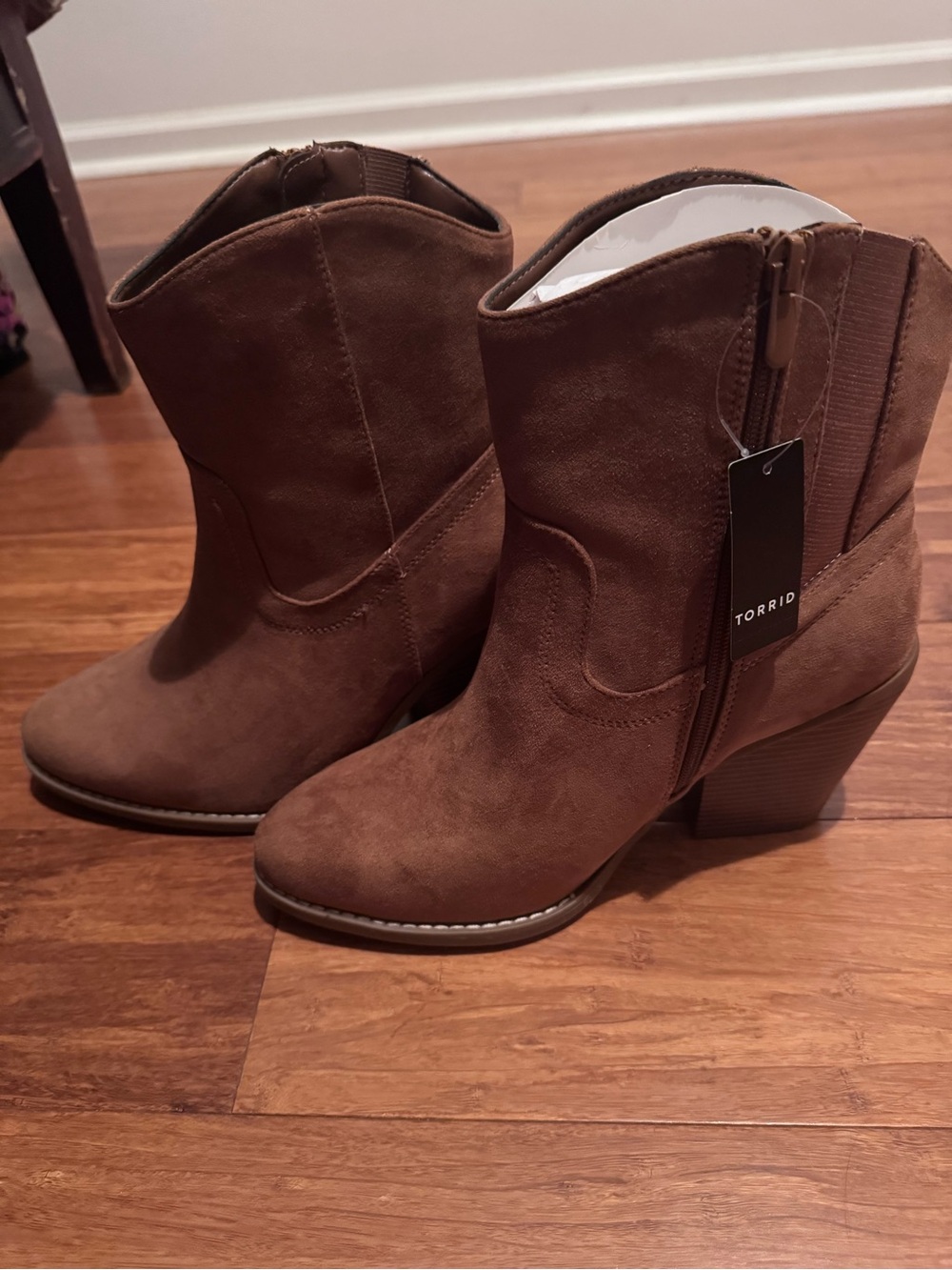 Torrid Brown Suede Western Ankle Boots